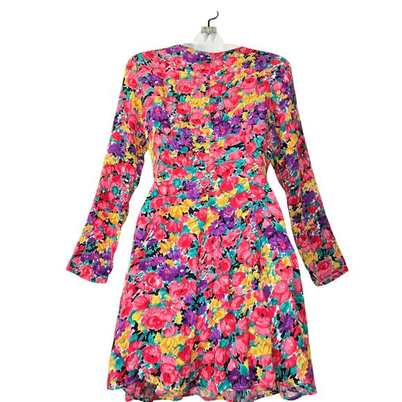 Vintage The Original Womens Medium Button Front Dress Floral 80s Cottagecore - Picture 5 of 13